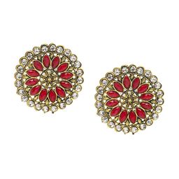 Shining Jewel - By Shivansh Gold-Plated Circular Studs Earrings-image-25