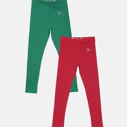 TWIN BIRDS Girls Pack Of 2 Pure Cotton Ankle-Length Leggings-picture-31