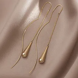 EL REGALO Gold-Plated Teardrop Shaped Drop Earrings-16