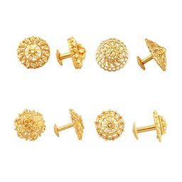 Vighnaharta Set Of 4 Gold-Plated Floral Studs-56