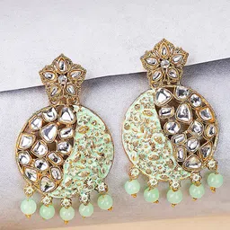 ANIKAS CREATION Gold-Plated Contemporary Drop Earrings-image-95