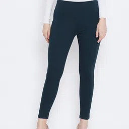 Clora Creation Women Green Solid Treggings-image-3