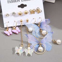 Jewels Galaxy Set Of 6 Gold Plated Contemporary Drop Earrings-52