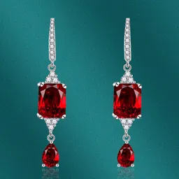 Designs & You Silver Plated Cubic Zirconia Geometric Drop Earrings-53