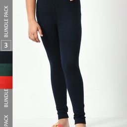 BAESD Girls Pack Of 3 Churidar Length Cotton Lycra Leggings-picture-5