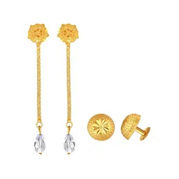 Vighnaharta Set Of 2 Gold-Plated Floral Drop Earrings-36