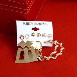 The Pari Set of 6 Gold-Plated Contemporary Drop Earrings-7