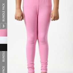BAESD Girls Pack Of 3 Churidar-Length Super Soft Cotton Lycra Leggings-picture-3