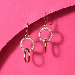 Accessorize London Gold-Toned Circular Drop Earrings-48