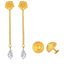 Vighnaharta Pack of 2 Gold Plated Removable Studs & Drop Earrings-63