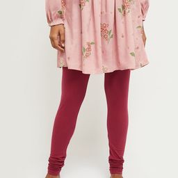 max Women Maroon Solid Churidar-Length Leggings-38