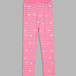ELLE Girls Pink & White Printed Cotton Leggings-image-36