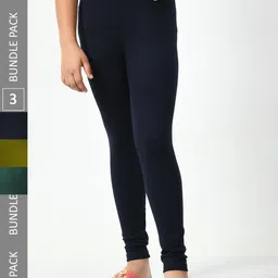 BAESD Girls Pack Of 3 Mid-Rise Churidar-Length Leggings-picture-3