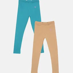 TWIN BIRDS Girls Pack Of 2 Solid Tailored-Fit Pure Cotton Ankle-Length Leggings-image-44