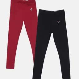 TWIN BIRDS Girls Pack Of 2 Pure Cotton Ankle Length Leggings-image-80