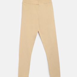 TALES & STORIES Girls Beige Solid Ankle-Length Cotton Leggings-image-16