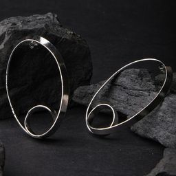 XPNSV Silver-Plated Contemporary Drop Earrings-50