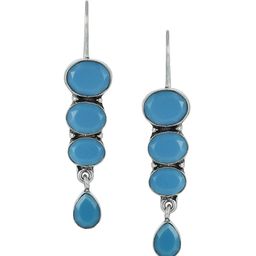 EL REGALO Blue Contemporary Stone-Studded Drop Earrings-image-57