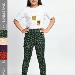 BAESD Girls Pack Of 4 Printed Cotton Churidar-Length Leggings-picture-10