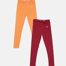 TWIN BIRDS Girls Pack Of 2 Solid Pure Cotton Ankle-Length Leggings-picture-17