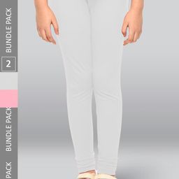 LYRA Girls Pack Of 2 Churidar-Length Cotton Breathable Leggings-image-80