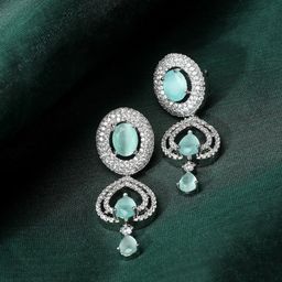 ZENEME Rhodium-Plated Drop Earrings-image-74