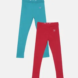TWIN BIRDS Girls Pack Of 2 Solid Pure Cotton Tailored-Fit Ankle-Length Leggings-image-42