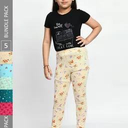 BAESD Girls Pack Of 5 Printed Churidar-Length Pure Cotton Leggings-picture-20