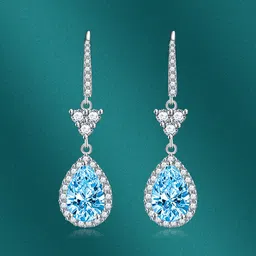 Designs & You Silver Plated Cubic Zirconia Studded Drop Earrings-image-95