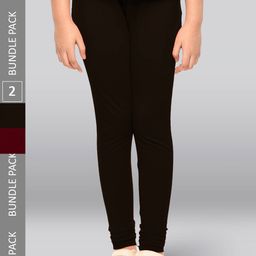 LYRA Girls Pack Of 2 Churidar-Length Cotton Breathable Skin Friendly Leggings-image-10