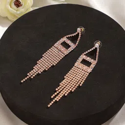 Mali Fionna Rose Gold-Plated Contemporary Drop Earrings-image-47
