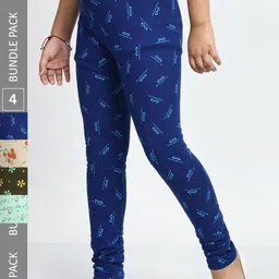 BAESD Girls Pack of 4 Printed Pure Cotton Leggings-image-90