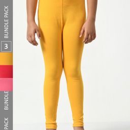 BAESD Girls Pack Of 3 Churidar-Length Super Soft Cotton Lycra Leggings-picture-38