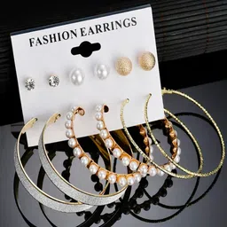 YouBella Set of 6 Gold Plated Contemporary Drop Earrings-2