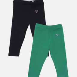 TWIN BIRDS Girls Pack Of 2 Pure Cotton Three Fourth-Length Leggings-image-118