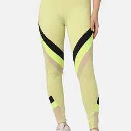 Aesthetic Bodies Women Fluorescent Green Striped Sports Tights-image-61