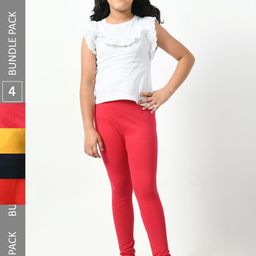 BAESD Girls Pack Of 4 Churidar-Length Super Soft Cotton Lycra Leggings-picture-2