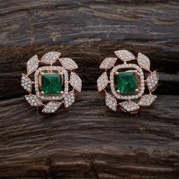 Kushal's Fashion Jewellery Rose Gold-Plated Cubic Zircon Studded Classic Studs-image-15