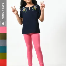 BAESD Girls Pack Of 6 Churidar-Length Leggings-image-52