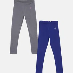 TWIN BIRDS Girls Pack of 2 Solid Tailored Fit Pure Cotton Ankle Length Leggings-picture-49