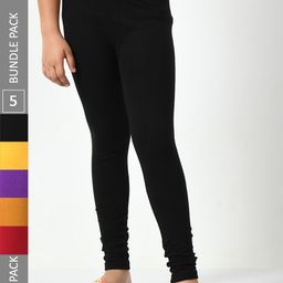 BAESD Girls Pack Of 5 Super Soft Churidar Length Leggings-image-94