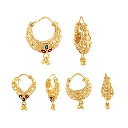 Vighnaharta Set Of 3 Crescent Gold-Plated Half Hoop Earrings-8