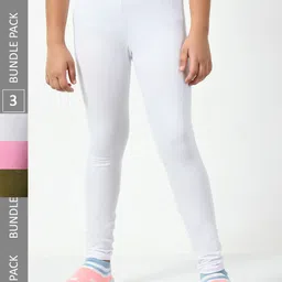 BAESD Girls Pack Of 3 Churidar Length Cotton Lycra Leggings-picture-46