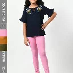 BAESD Girls Pack Of 3 Churidar-Length Leggings-picture-4