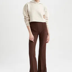 DeFacto Women High-Rise Bootcut Trousers-image-31
