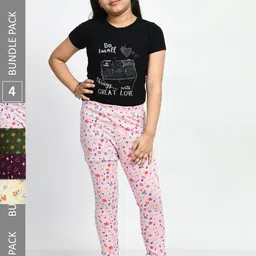 BAESD Girls Pack Of 4 Printed Cotton Churidar-Length Leggings-image-32