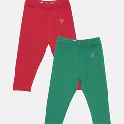 TWIN BIRDS Girls Pack of 2 Three-Fourth Length Cotton Leggings-image-74