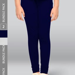 LYRA Girls Pack Of 2 Churidar Length Cotton Breathable Leggings-image-29