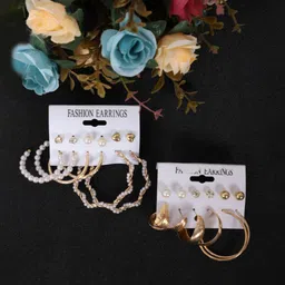 YouBella Set Of 12  Gold-Plated Contemporary Hoop Earrings-39