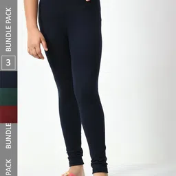 BAESD Girls Pack Of 3 Churidar-Length Super Soft Cotton Lycra Leggings-picture-17